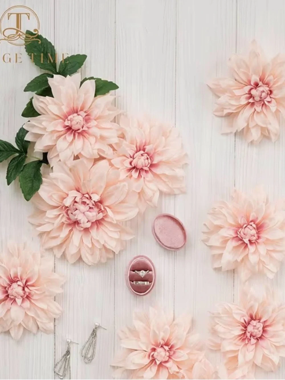 Bouquet of 10 Blush Pink Realistic Dahlia Flowers